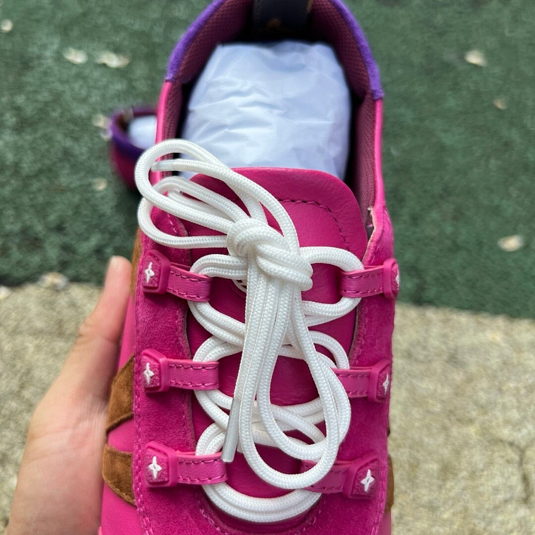 Louis Vuitton Run Away Sneaker Pink Suede Leather Brown Purple