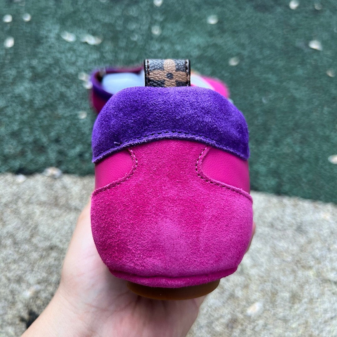 Louis Vuitton Run Away Sneaker Pink Suede Leather Brown Purple