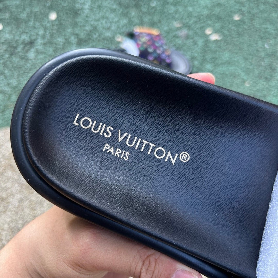Louis Vuitton Pool Pillow Flat Mule Monogram Rainbow Black