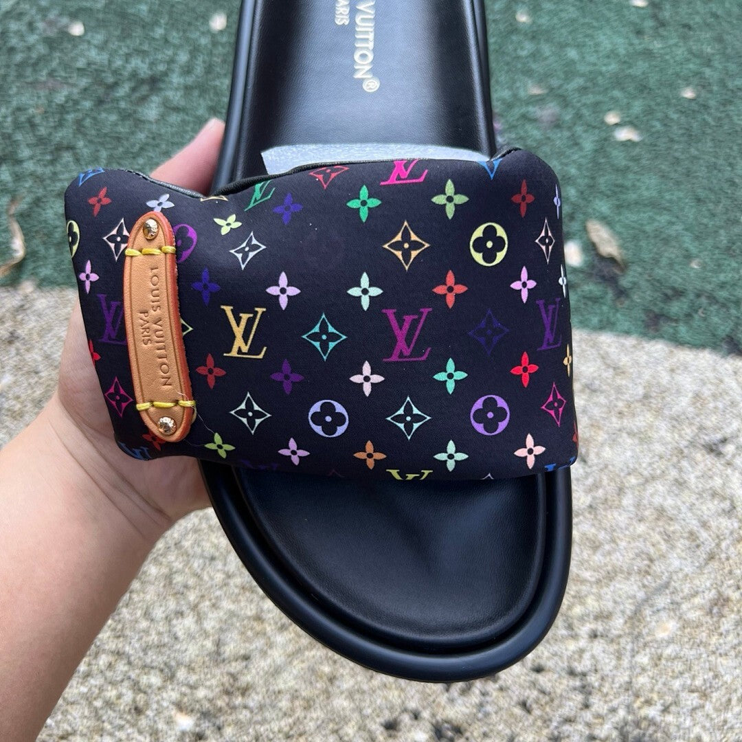 Louis Vuitton Pool Pillow Flat Mule Monogram Rainbow Black