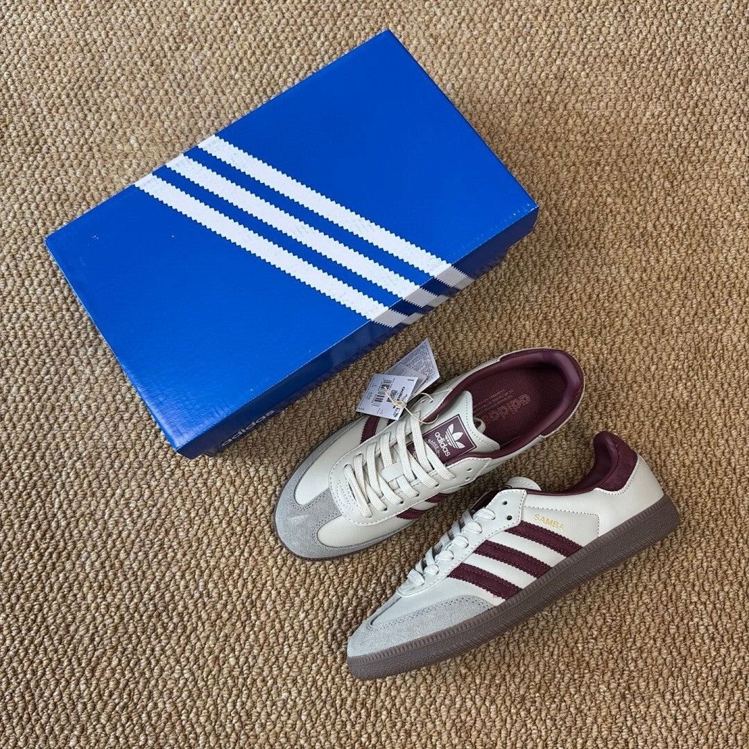 Adidas Samba OG Cloud White Collegiate Burgundy Gum B75807