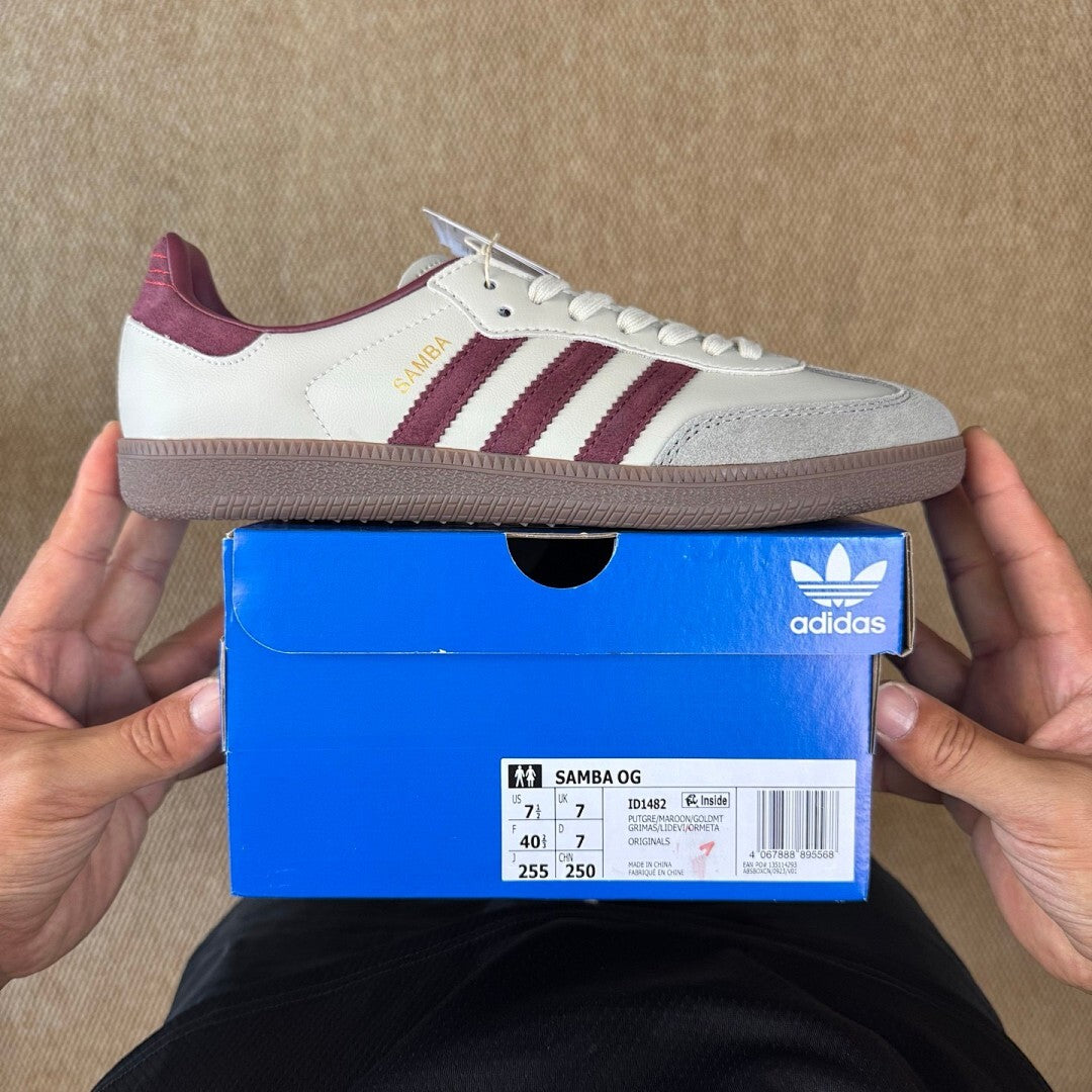 Adidas Samba OG Cloud White Collegiate Burgundy Gum B75807