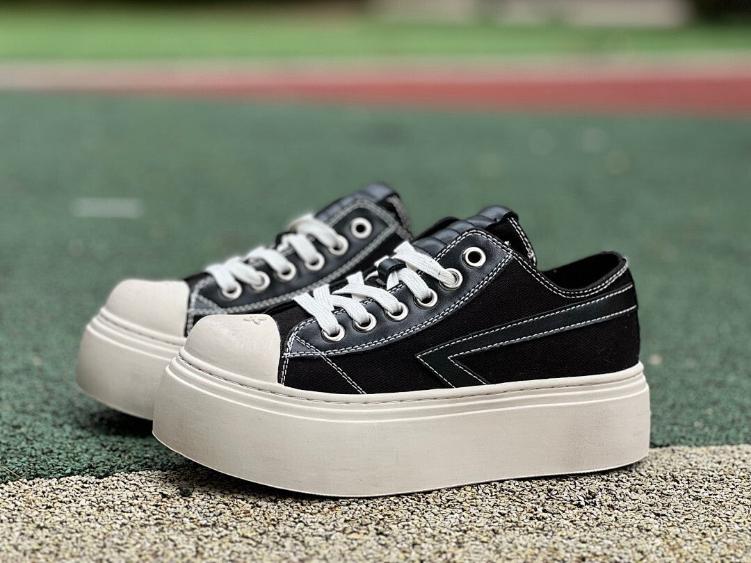 SWOP Lightning Bolt Low Top Platform Canvas Sneakers Black