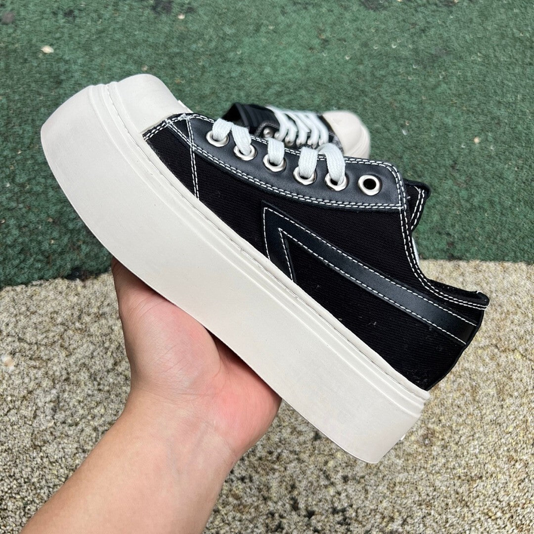 SWOP Lightning Bolt Low Top Platform Canvas Sneakers Black