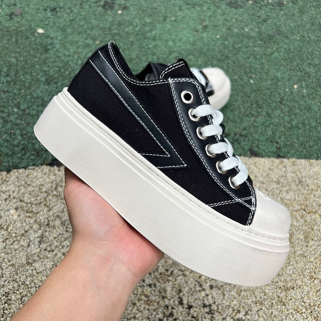SWOP Lightning Bolt Low Top Platform Canvas Sneakers Black