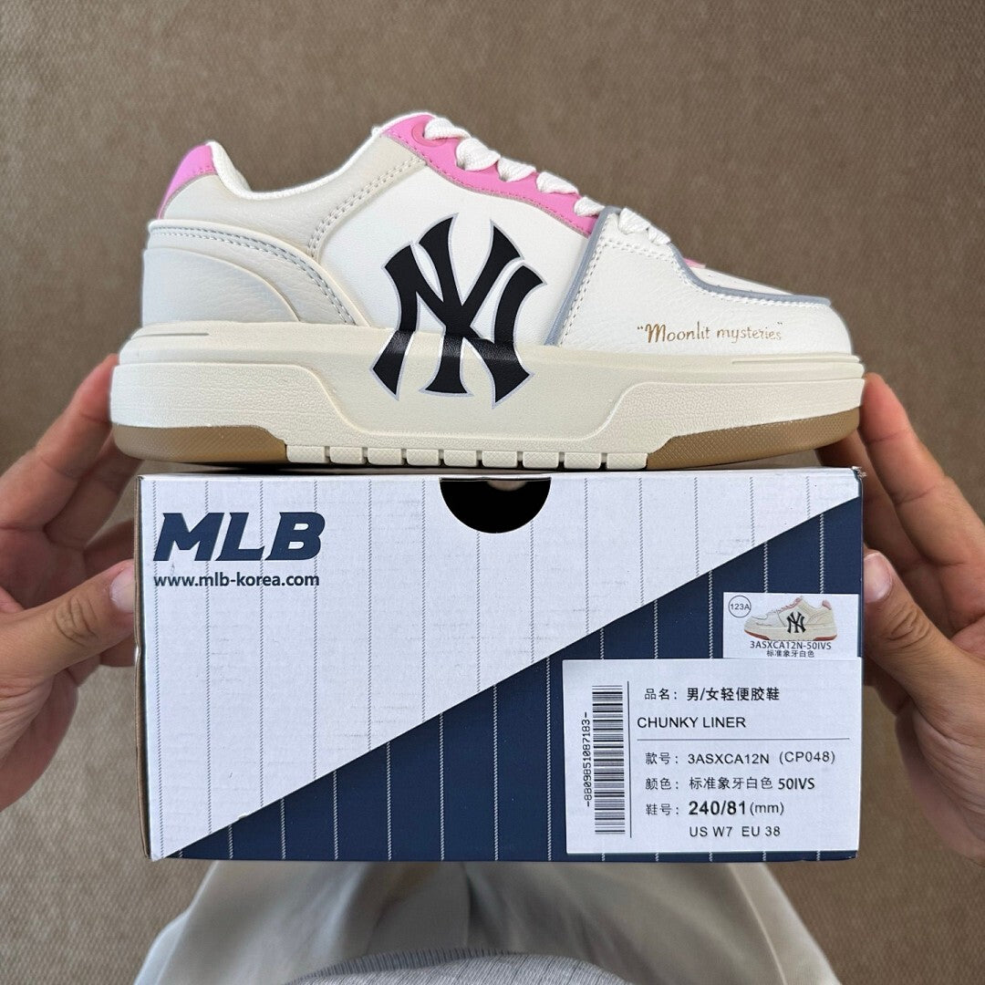 MLB Chunky Liner New York Yankees Moonlit Mysteries Pink White Sneakers 3ASXCB01N-50PKS