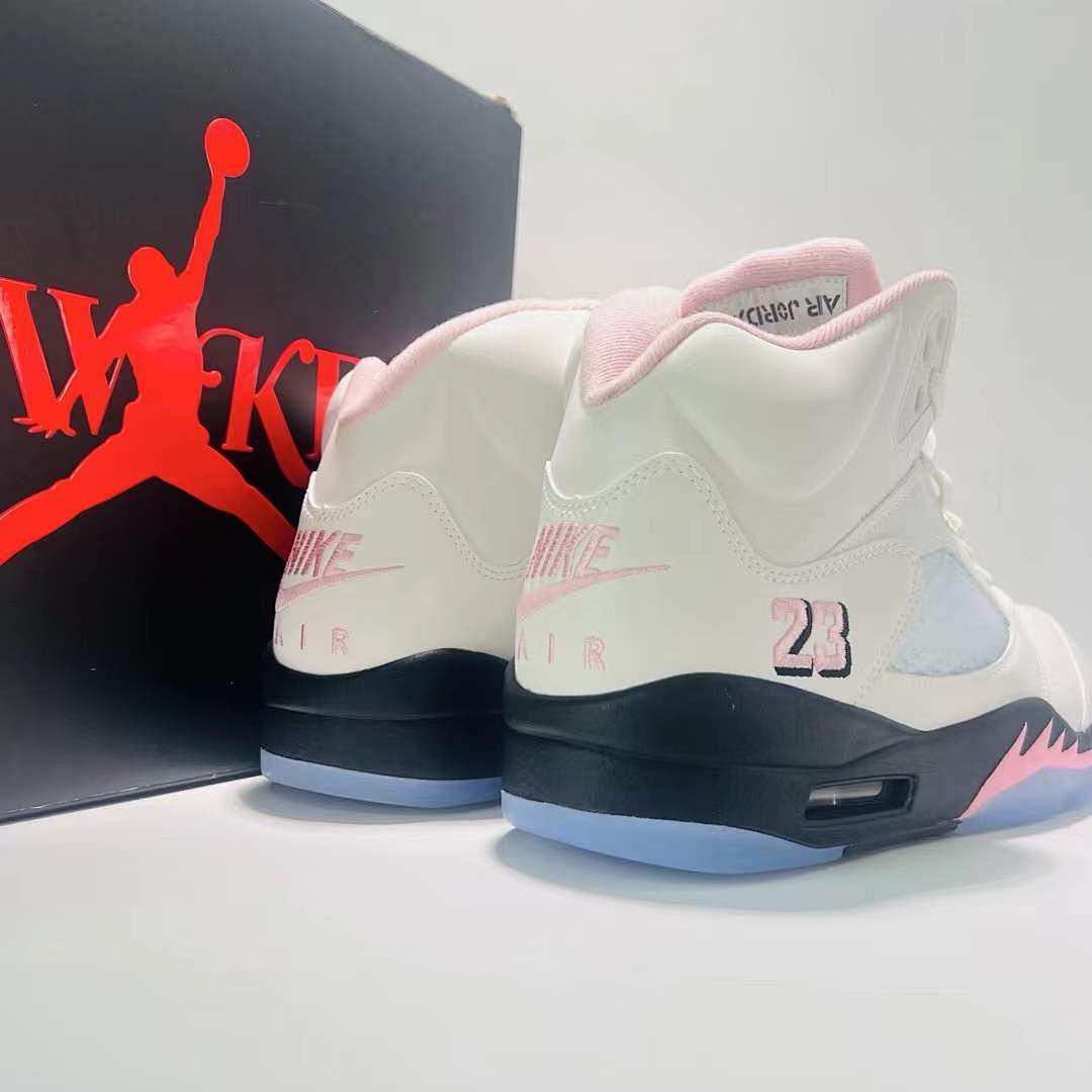 Awake NY x Air Jordan 5 Retro 'Sail' White Black Pink Foam FD7773-100 Men's Sneakers