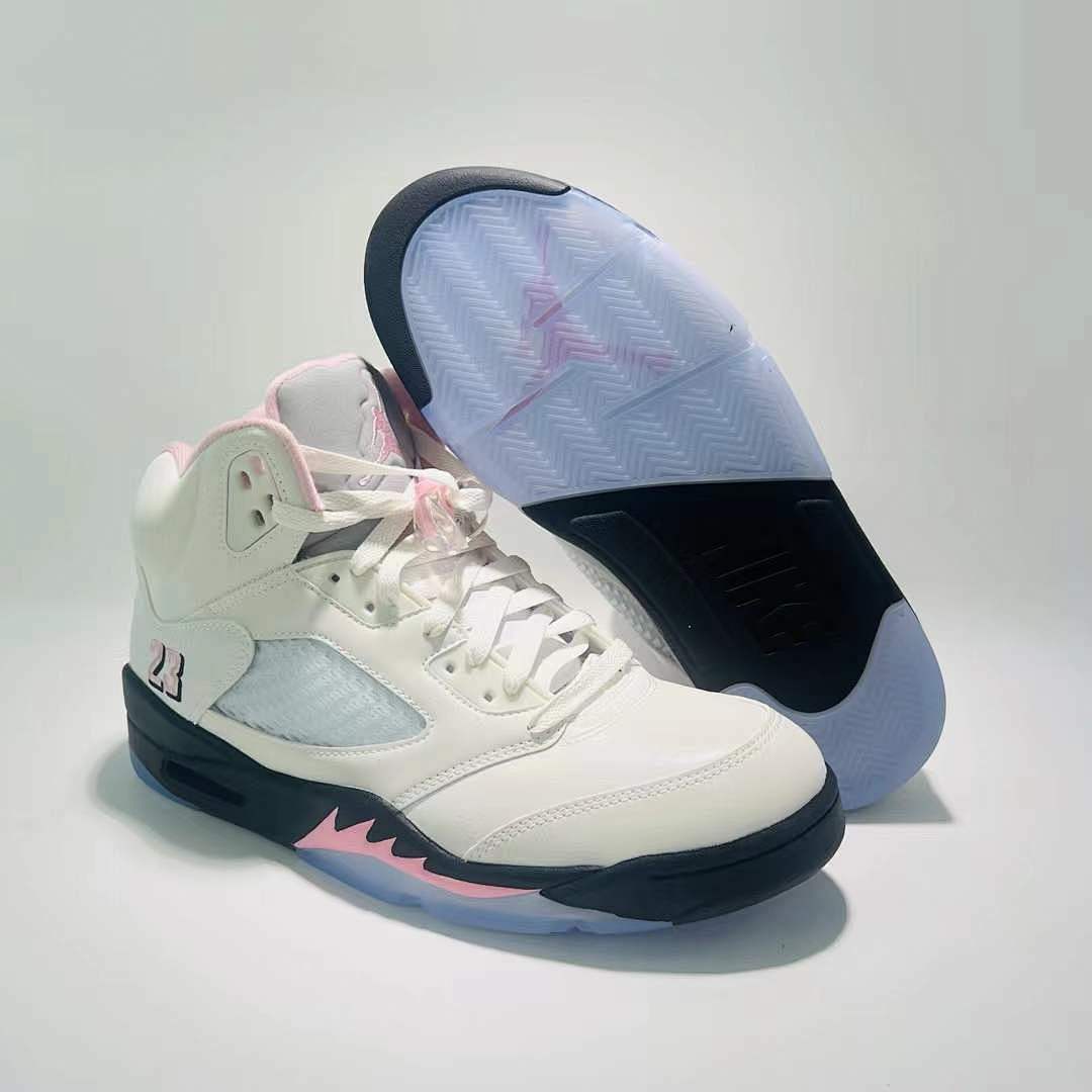 Awake NY x Air Jordan 5 Retro 'Sail' White Black Pink Foam FD7773-100 Men's Sneakers