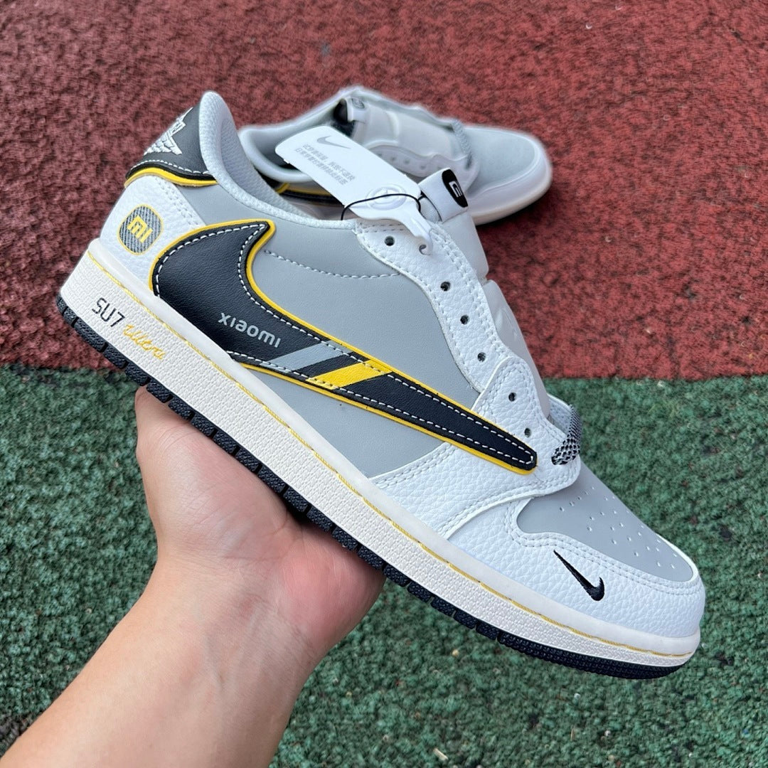 Nike Air Jordan 1 Low Xiaomi SU7 Custom Collaboration Sneakers Grey White Black Yellow