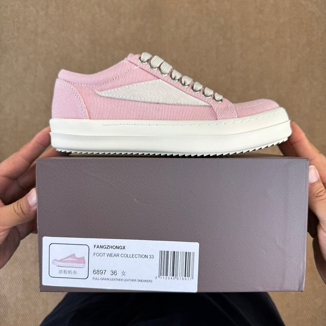 Rick Owens DRKSHDW Delta Low Sneakers Pink Canvas