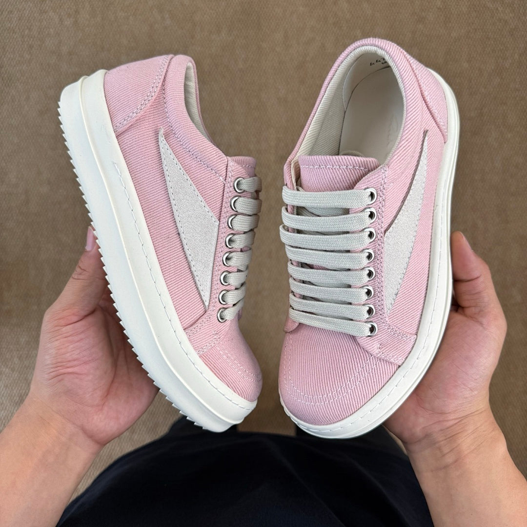 Rick Owens DRKSHDW Delta Low Sneakers Pink Canvas