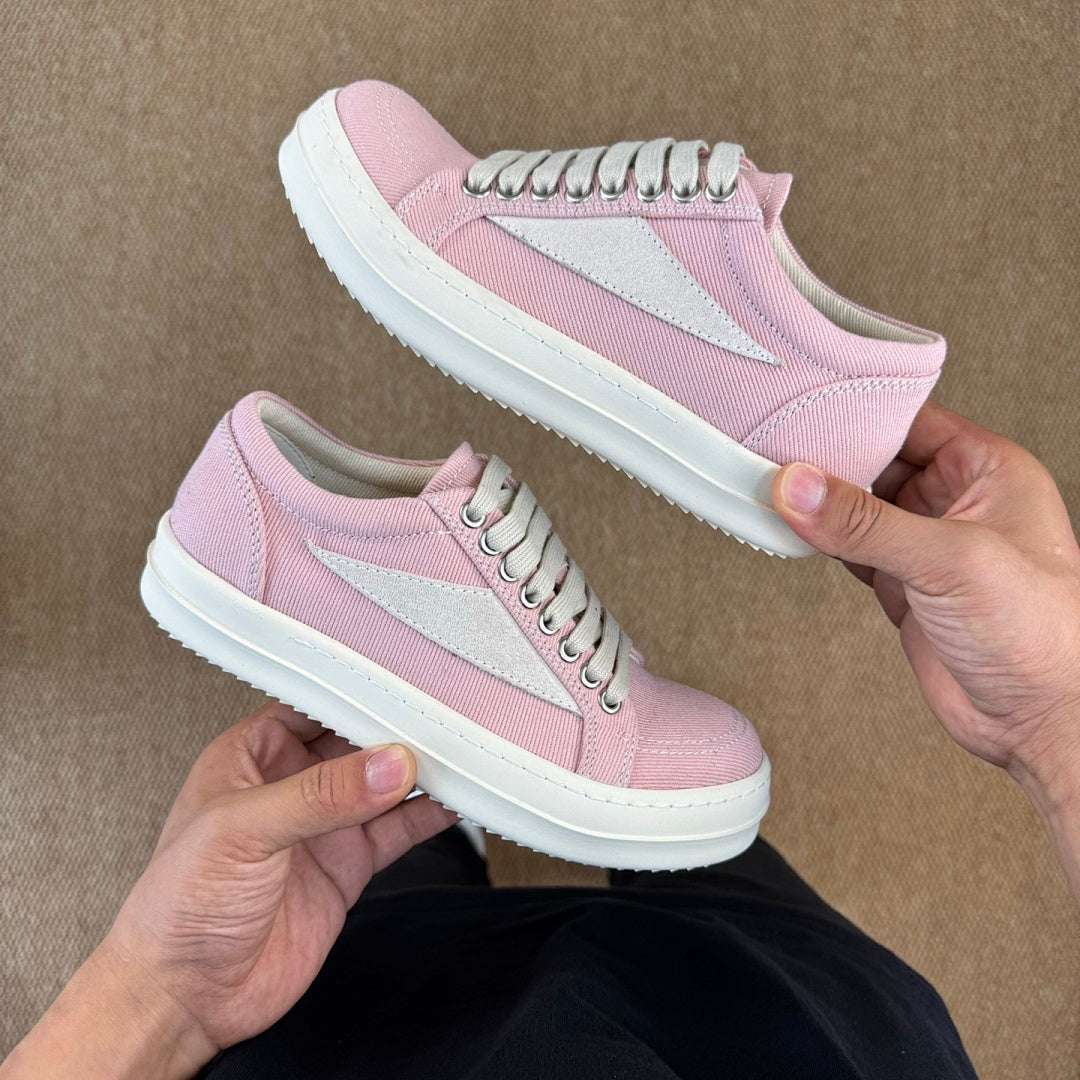 Rick Owens DRKSHDW Delta Low Sneakers Pink Canvas