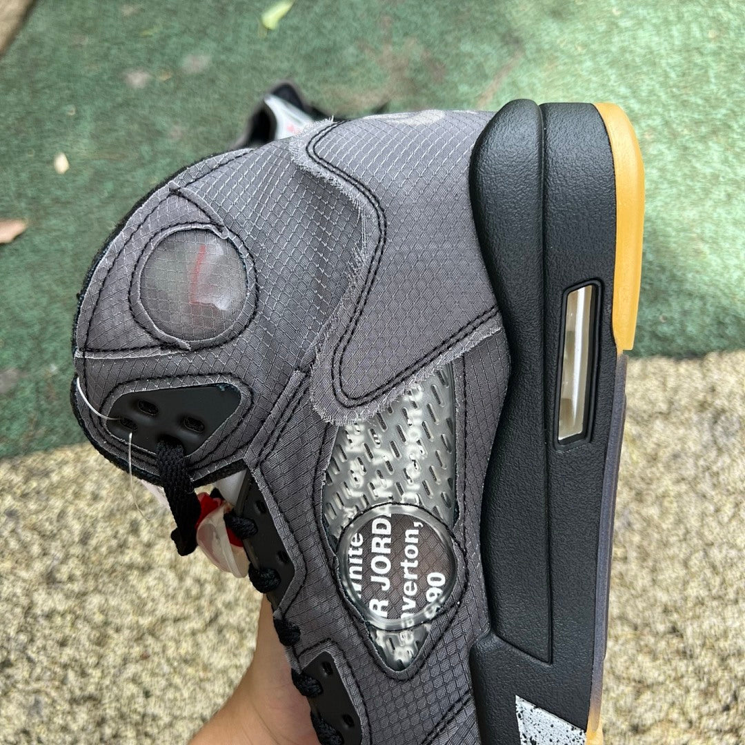Off-White x Air Jordan 5 Muslin Black Metallic CT8480-001