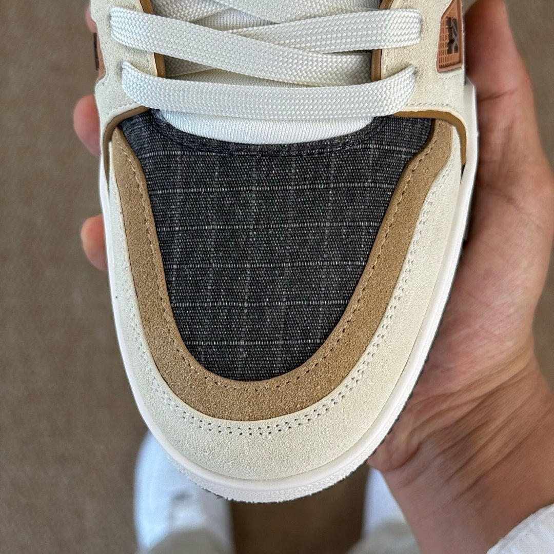 Louis Vuitton LV Trainer Sneaker Black Monogram Denim Beige Suede