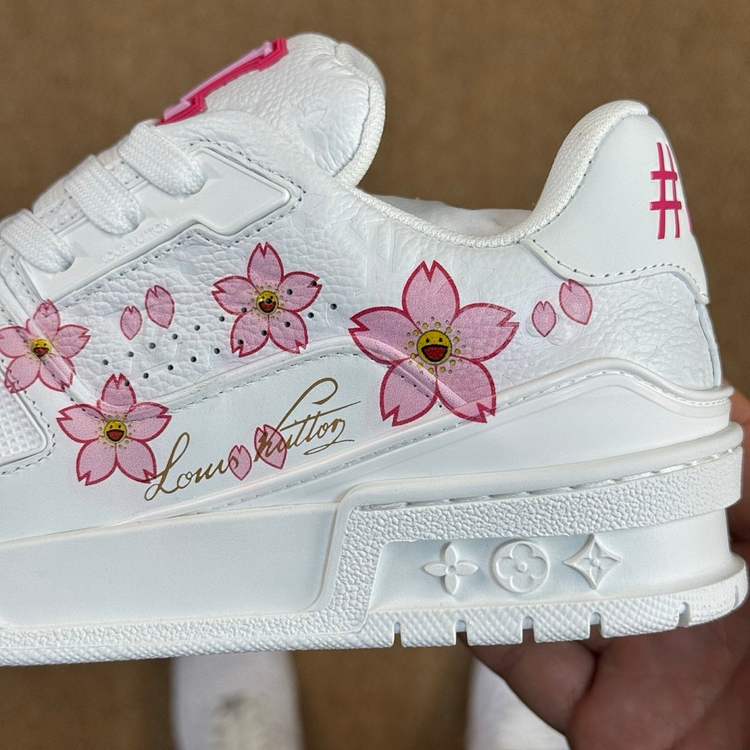 Louis Vuitton LV Trainer Sneaker White Pink Cherry Blossom