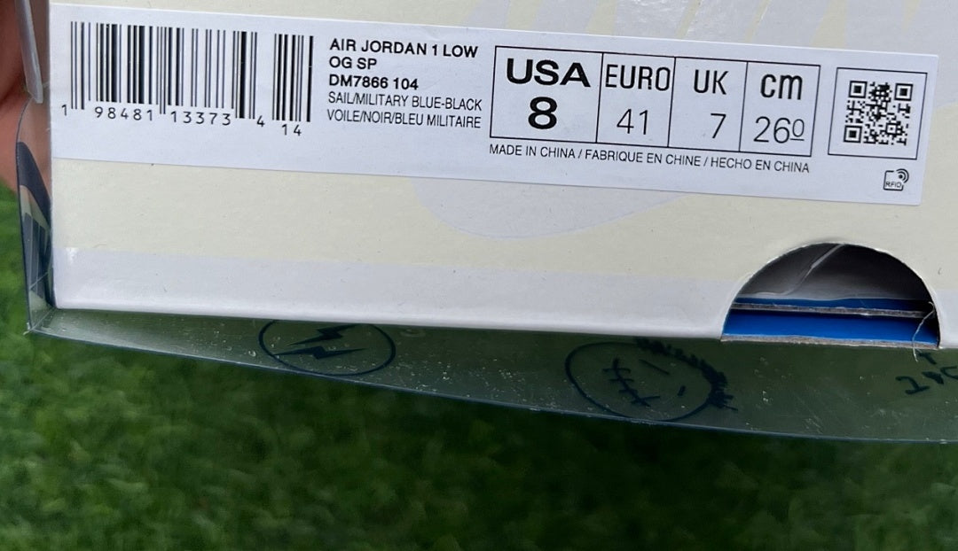 Travis Scott x fragment design x Air Jordan 1 Low OG Military Blue DM7866-140