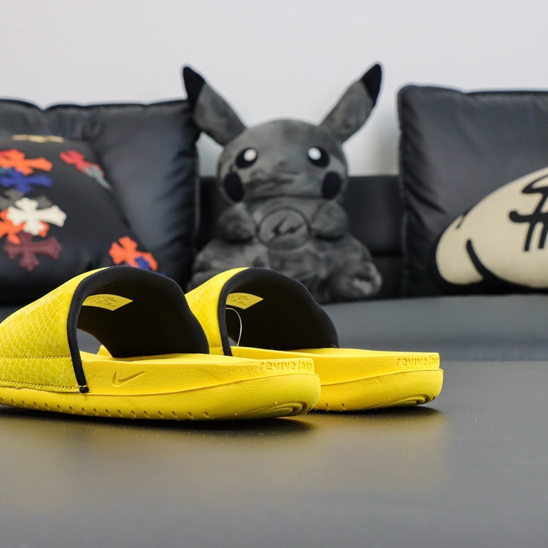 Nike Yellow Alligator Print Slide Sandals