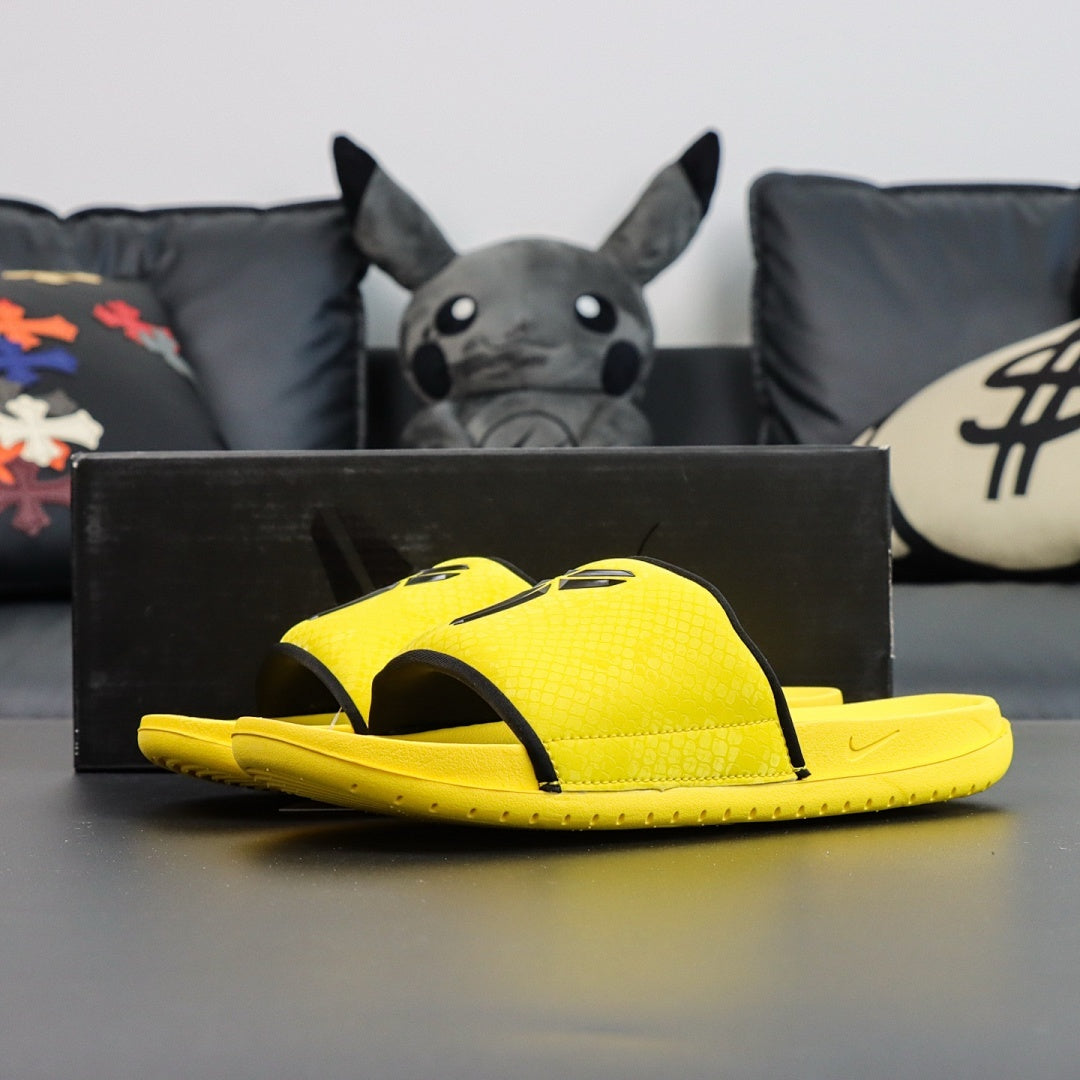 Nike Yellow Alligator Print Slide Sandals