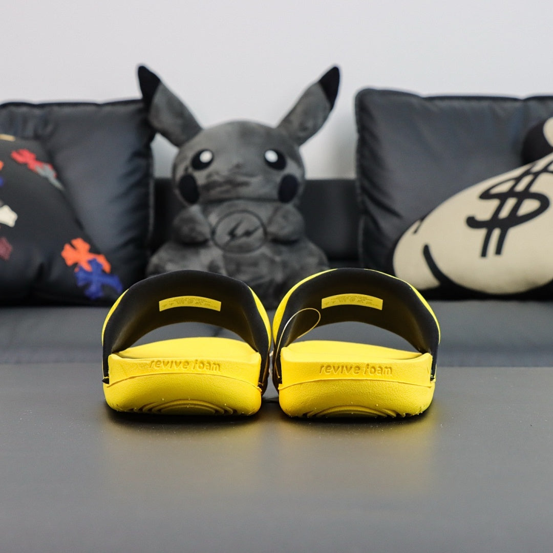 Nike Yellow Alligator Print Slide Sandals