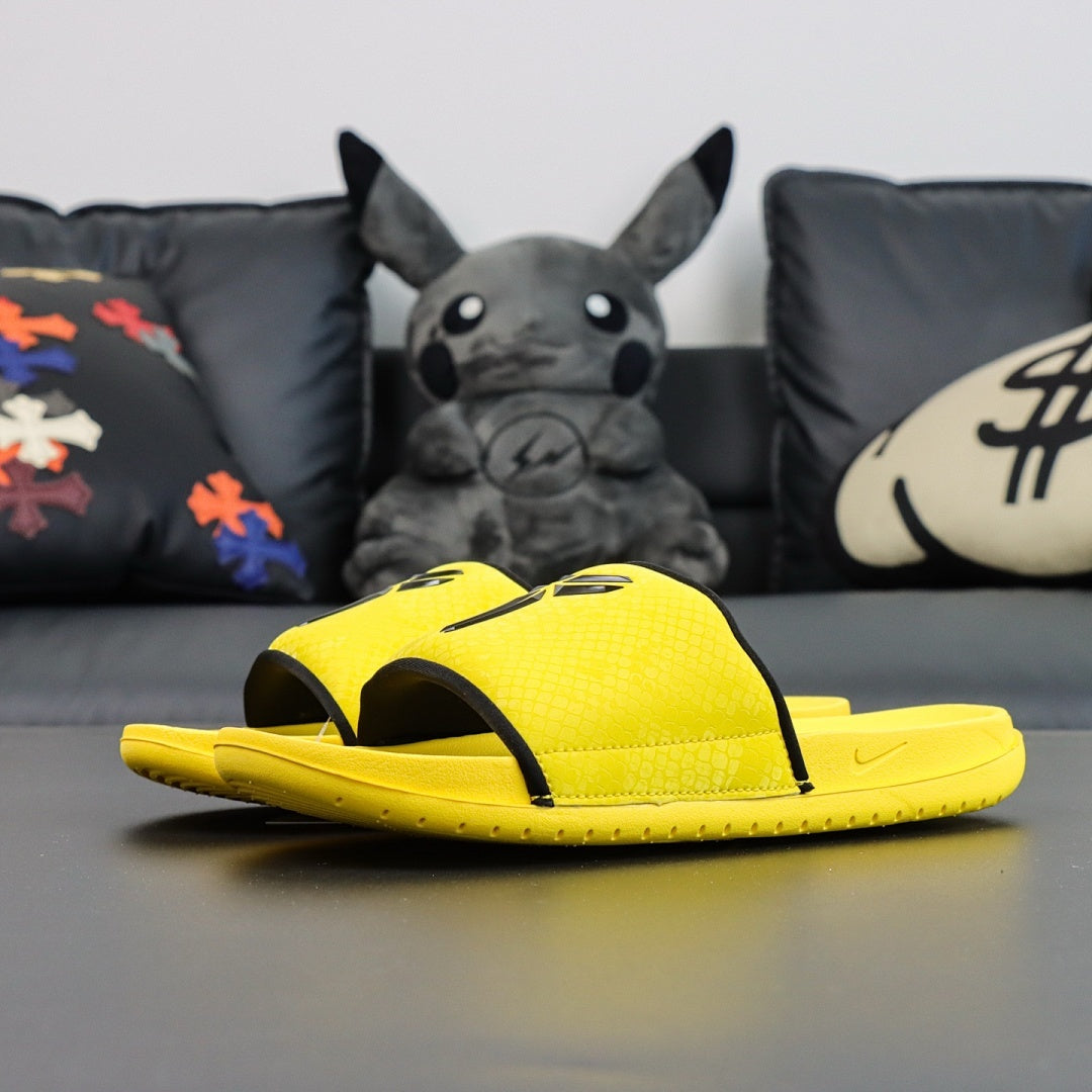 Nike Yellow Alligator Print Slide Sandals