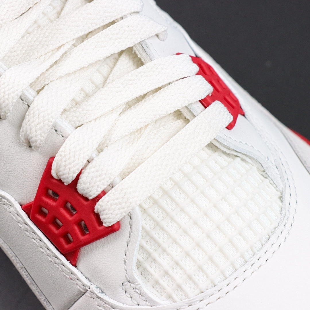 Air Jordan 4 Retro White Fire Red Light Grey Suede Gum