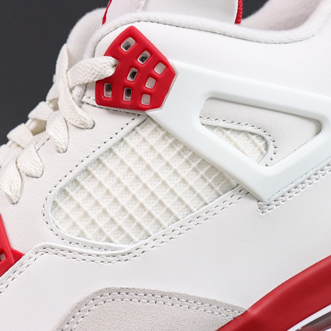 Air Jordan 4 Retro White Fire Red Light Grey Suede Gum