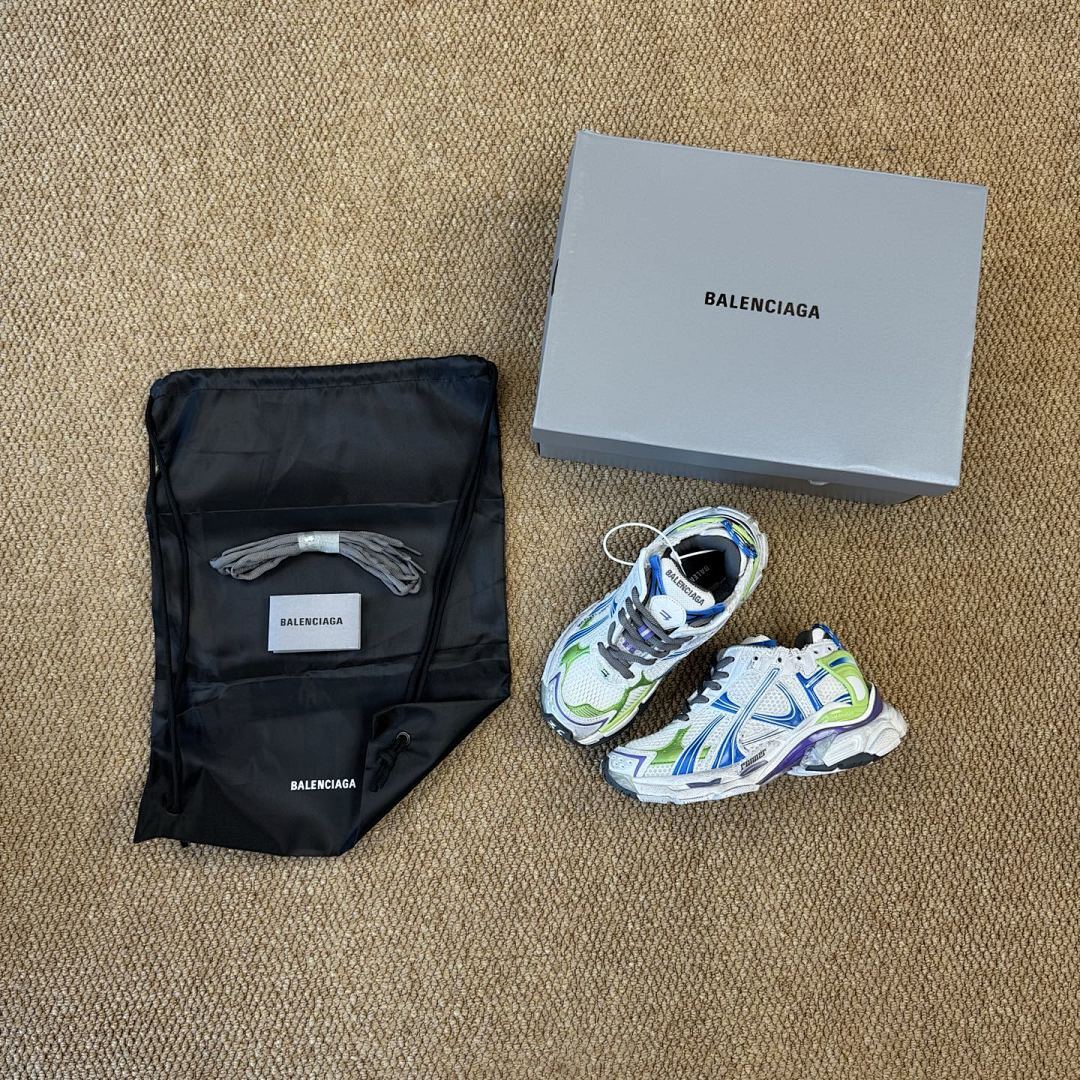 Balenciaga Runner Sneaker White Blue Green Purple 677403 W3RB1 9016