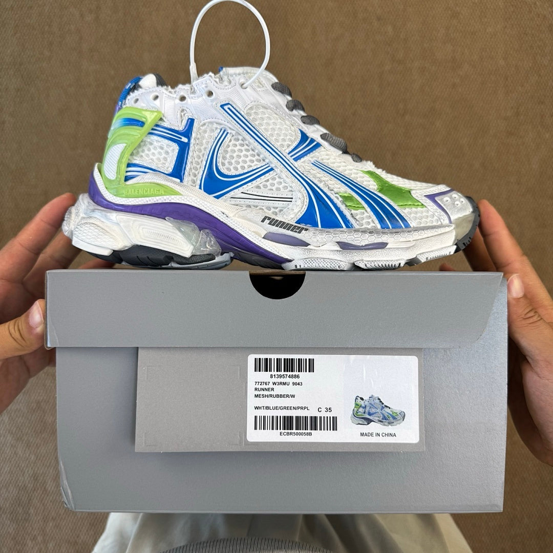Balenciaga Runner Sneaker White Blue Green Purple 677403 W3RB1 9016