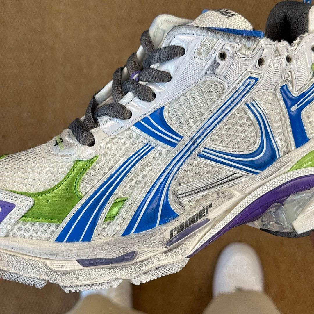 Balenciaga Runner Sneaker White Blue Green Purple 677403 W3RB1 9016