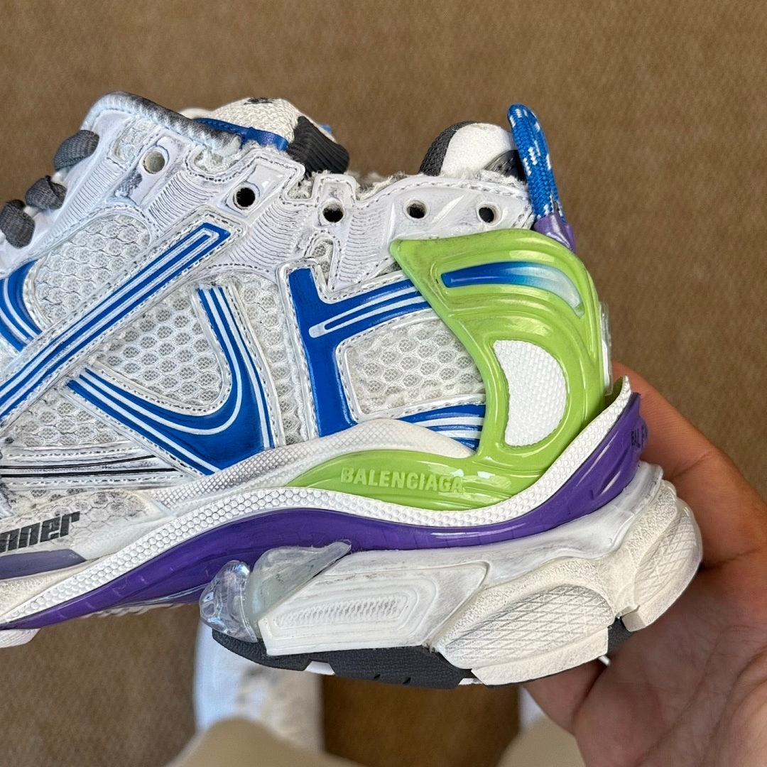 Balenciaga Runner Sneaker White Blue Green Purple 677403 W3RB1 9016