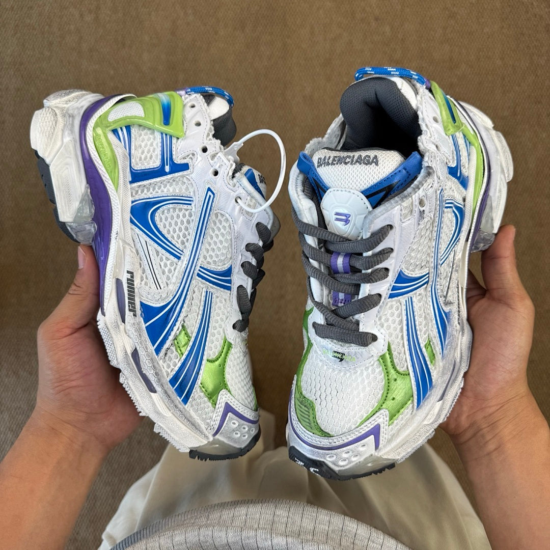 Balenciaga Runner Sneaker White Blue Green Purple 677403 W3RB1 9016