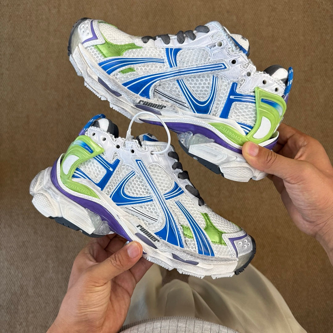 Balenciaga Runner Sneaker White Blue Green Purple 677403 W3RB1 9016