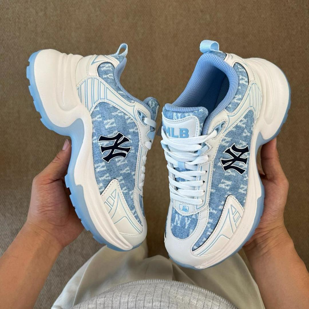 MLB Chunky Liner Monogram New York Yankees Light Blue Denim Sneakers