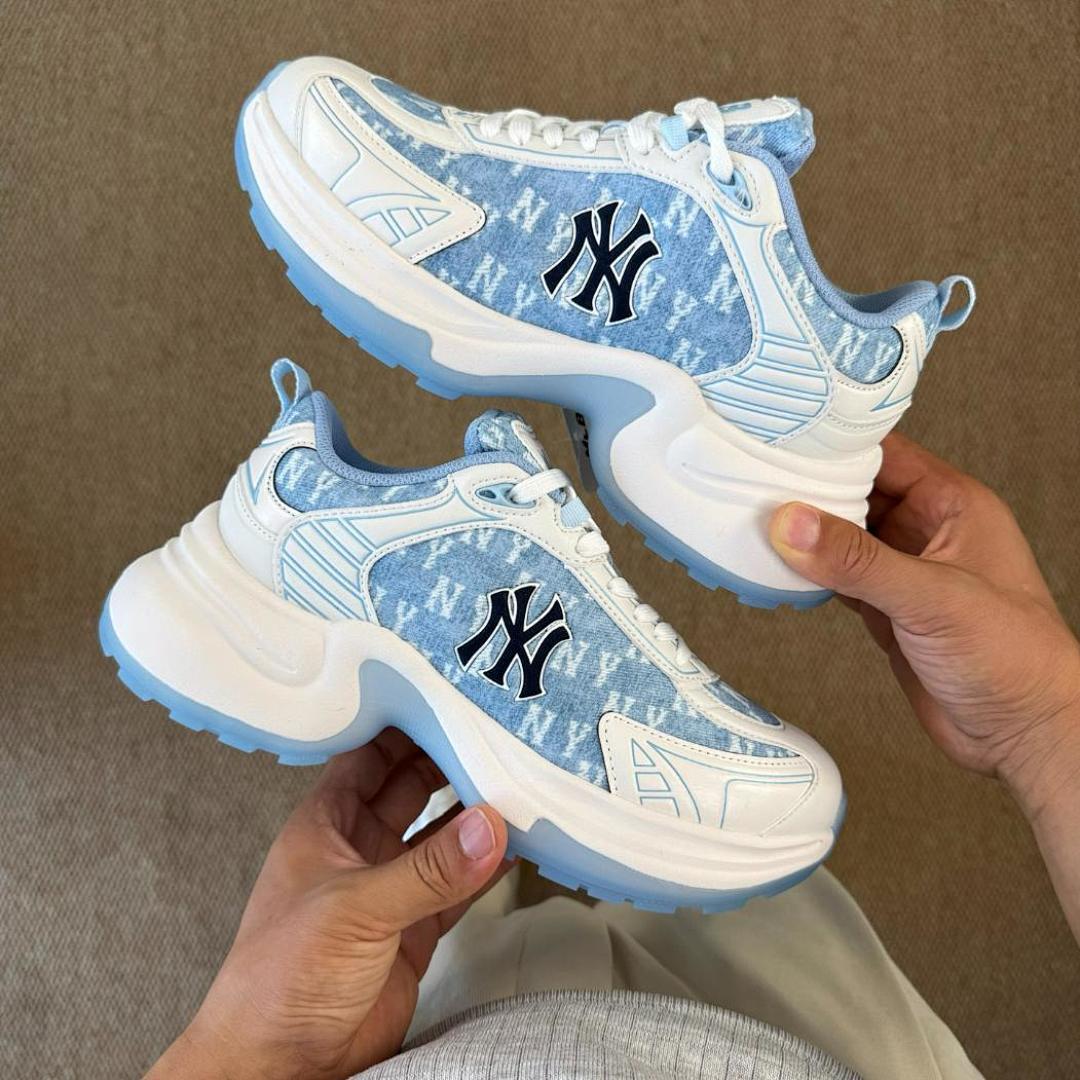 MLB Chunky Liner Monogram New York Yankees Light Blue Denim Sneakers