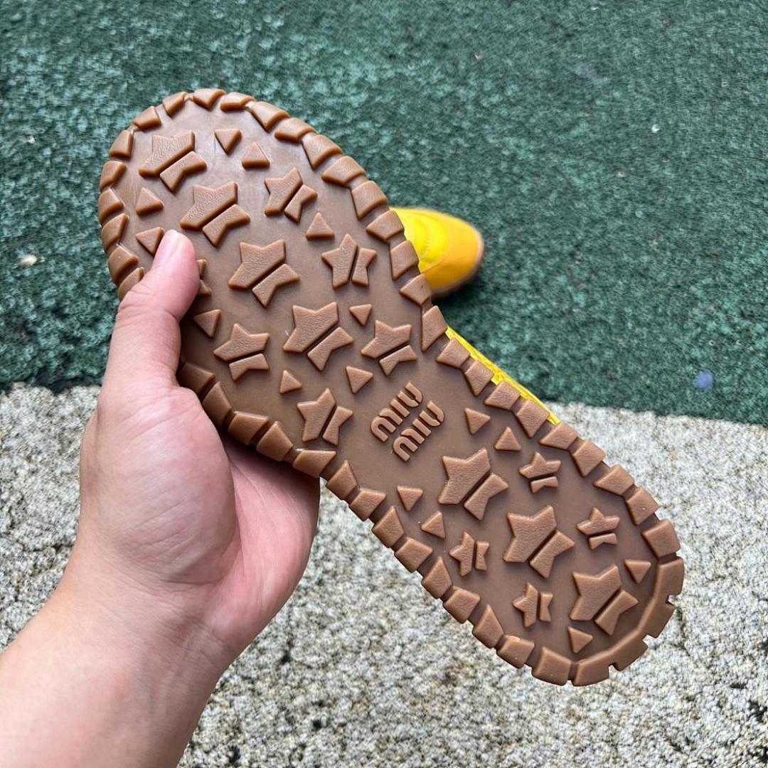 Miu Miu Nylon and Suede Sneakers Yellow 5E757D