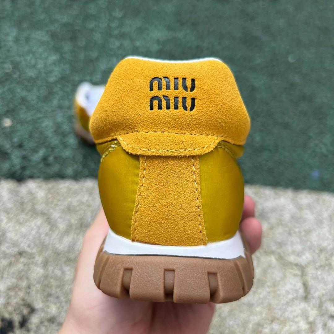 Miu Miu Nylon and Suede Sneakers Yellow 5E757D