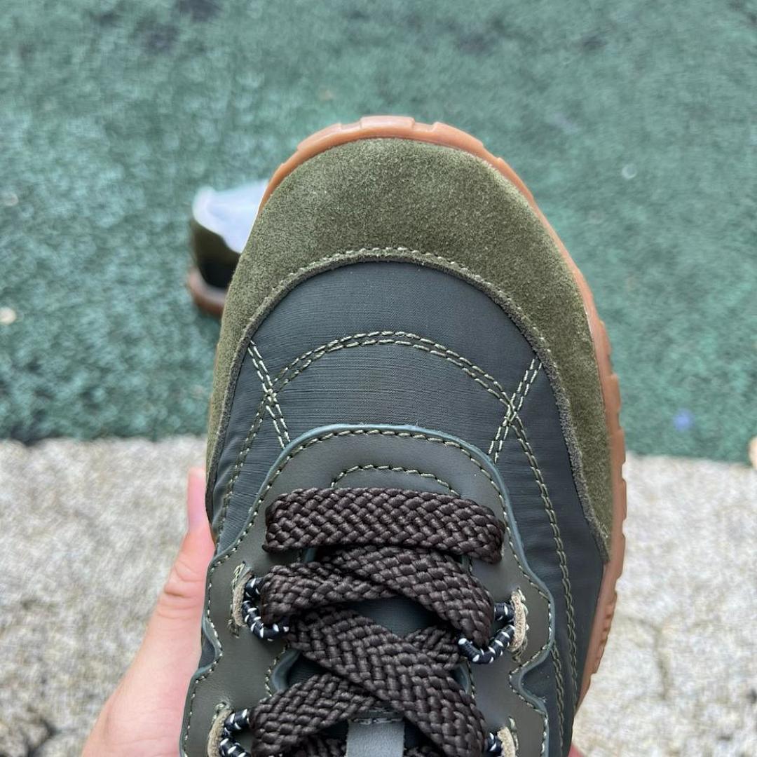Miu Miu Nylon and Suede Runner Sneakers Khaki Green