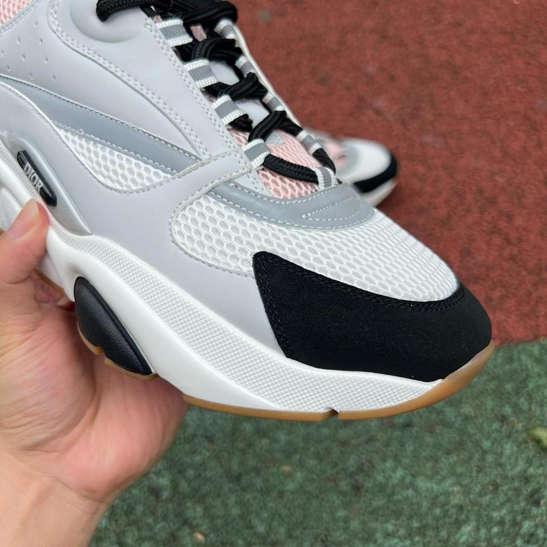 Dior B22 Sneaker White, Black and Pink Technical Mesh and Calfskin 3SN225YRP_H065