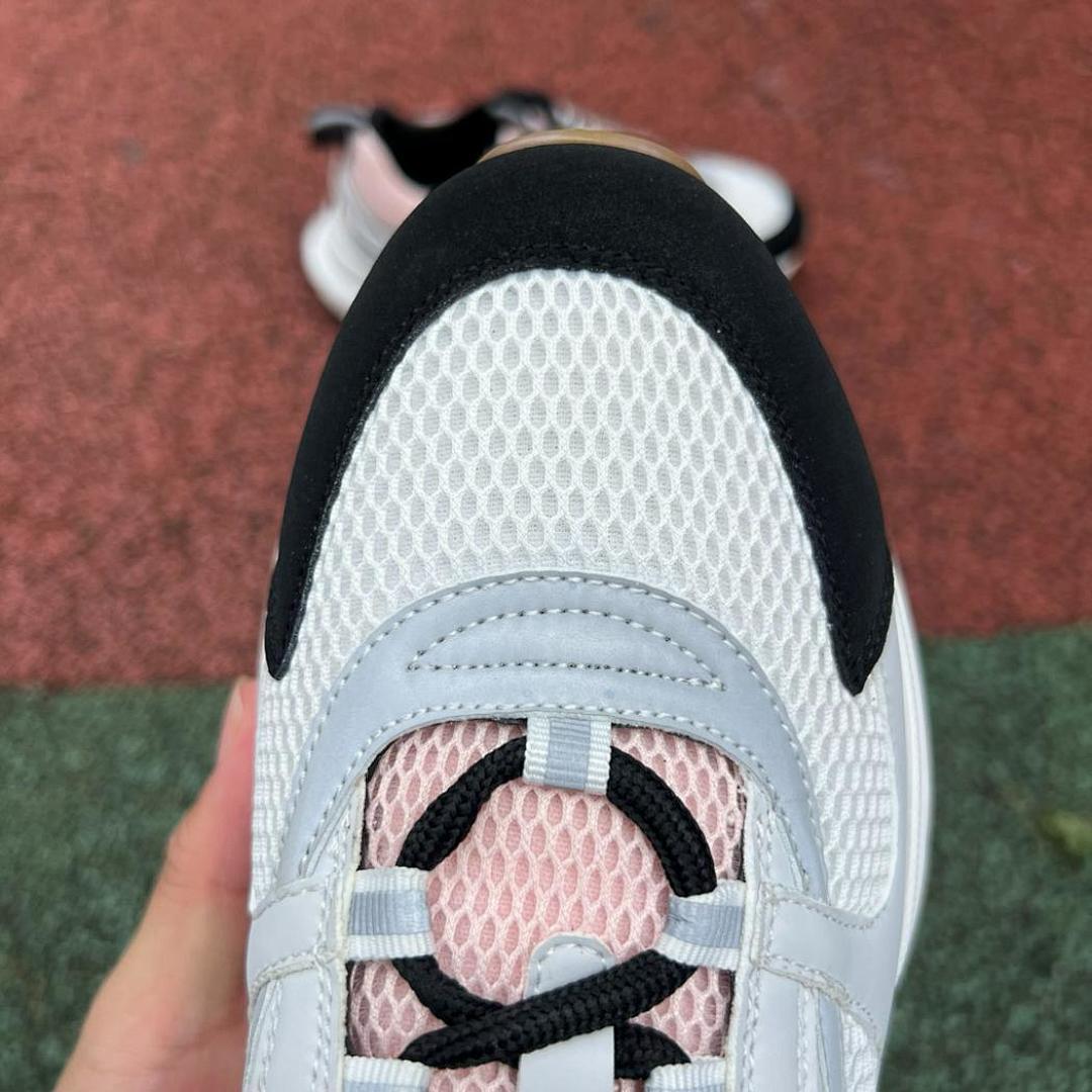 Dior B22 Sneaker White, Black and Pink Technical Mesh and Calfskin 3SN225YRP_H065