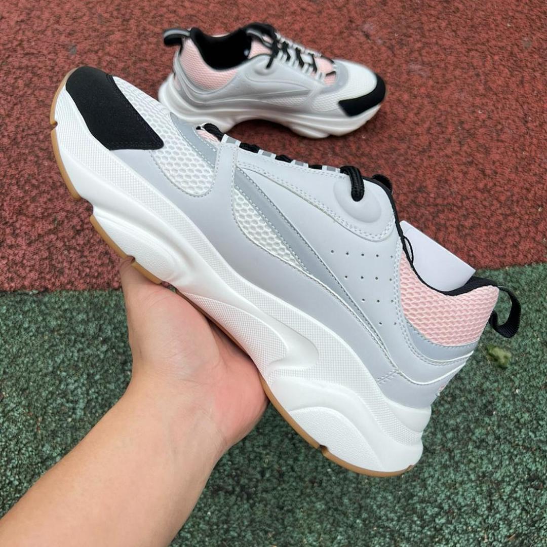 Dior B22 Sneaker White, Black and Pink Technical Mesh and Calfskin 3SN225YRP_H065