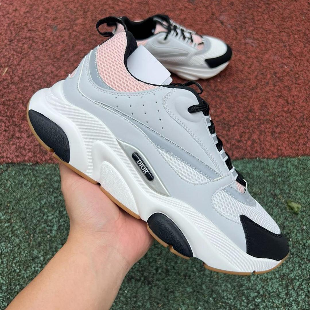 Dior B22 Sneaker White, Black and Pink Technical Mesh and Calfskin 3SN225YRP_H065