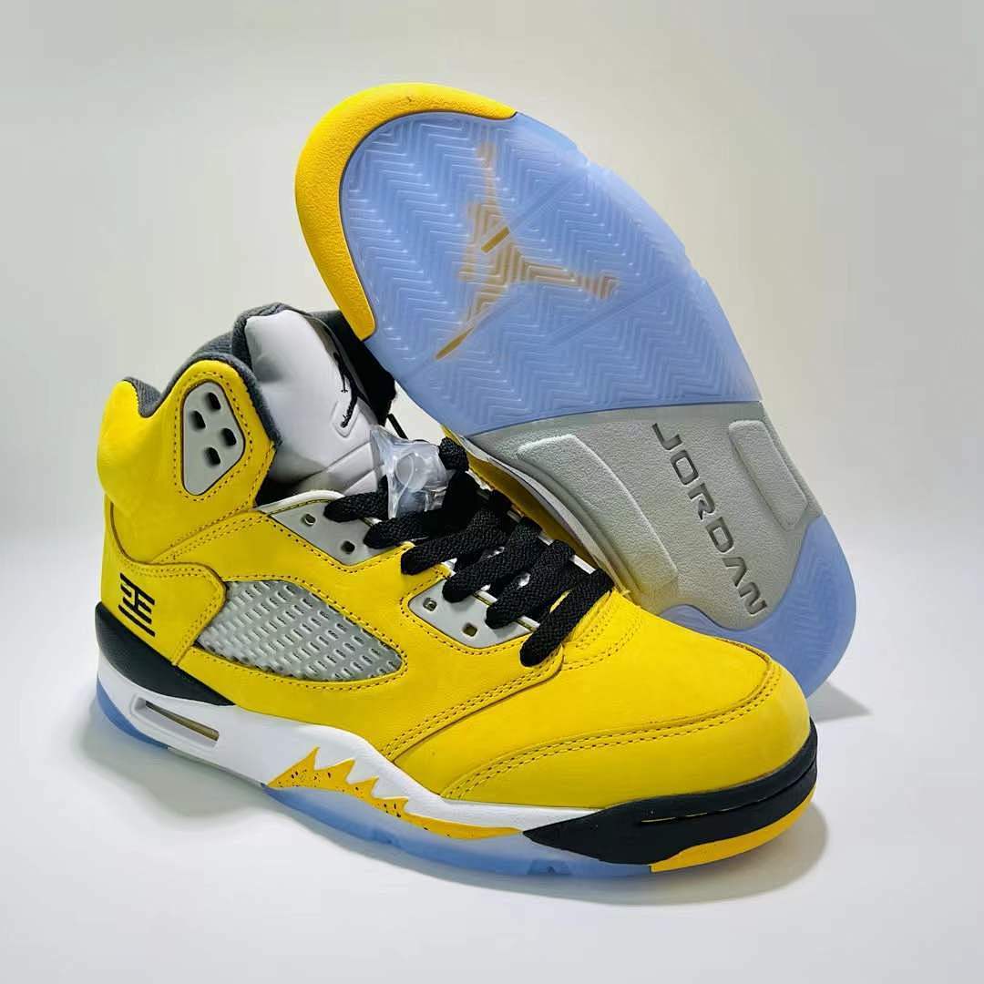 Nike Air Jordan 5 Retro Lightning DD0587-700 Men's Yellow Grey Black Sneakers AJ5 Basketball Shoes