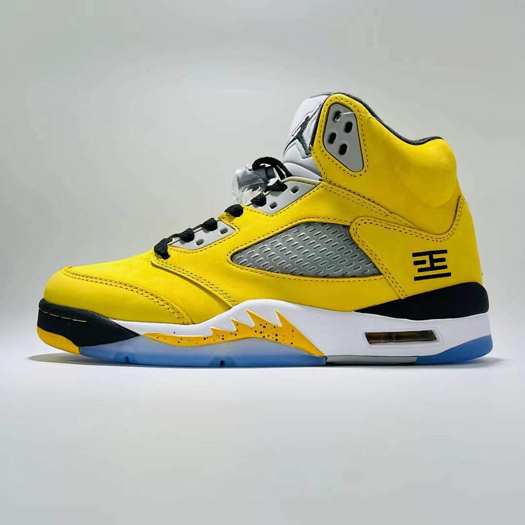 Nike Air Jordan 5 Retro Lightning DD0587-700 Men's Yellow Grey Black Sneakers AJ5 Basketball Shoes