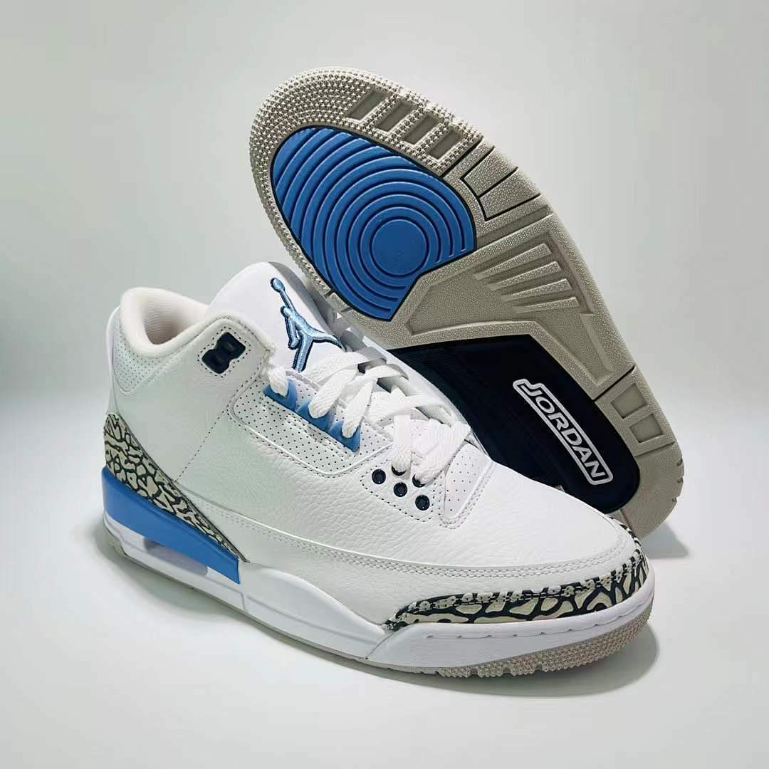 Air Jordan 3 Retro UNC University Blue White Tech Grey Sneakers Shoes CT8532-104