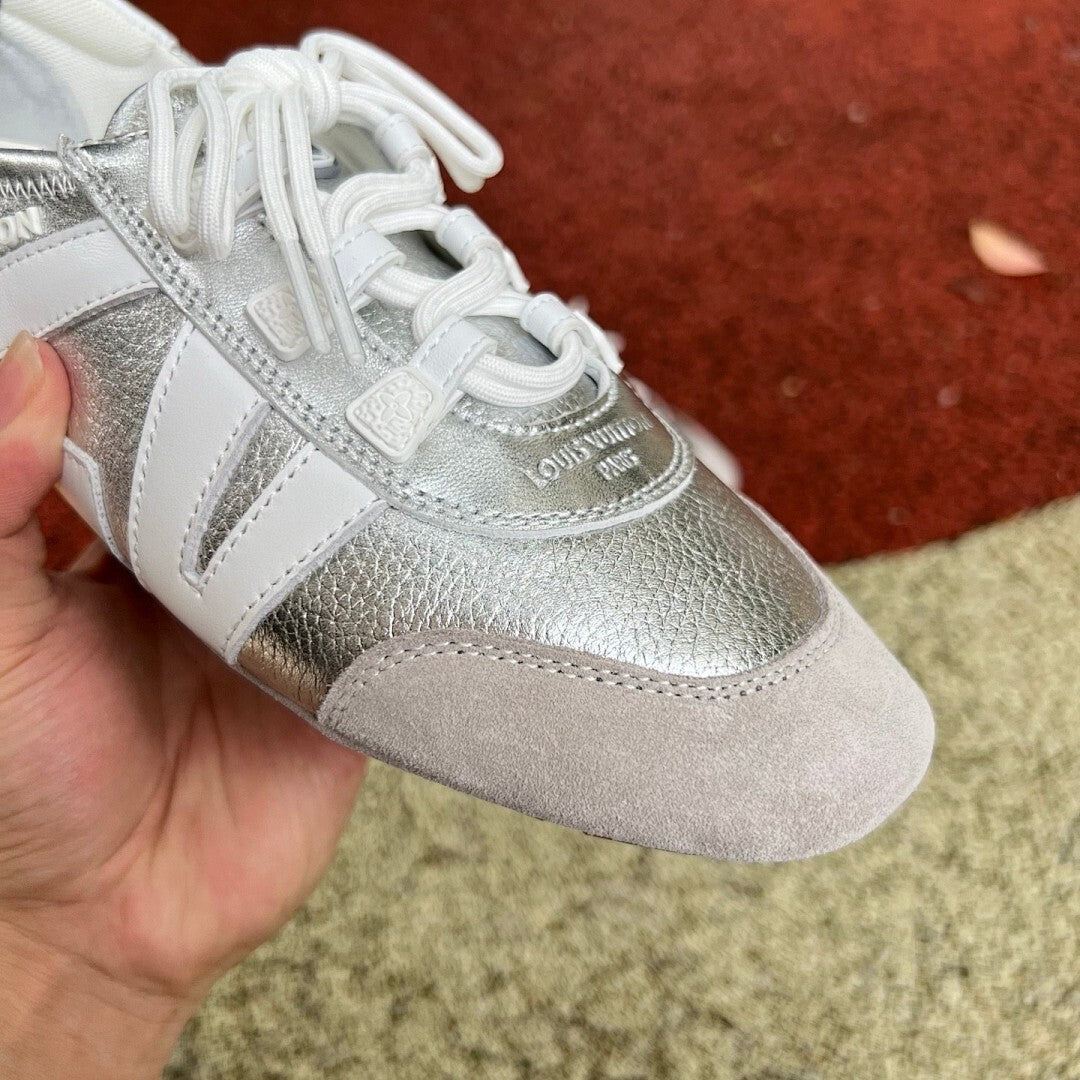 Louis Vuitton Run Away Sneaker Silver Metallic White Beige