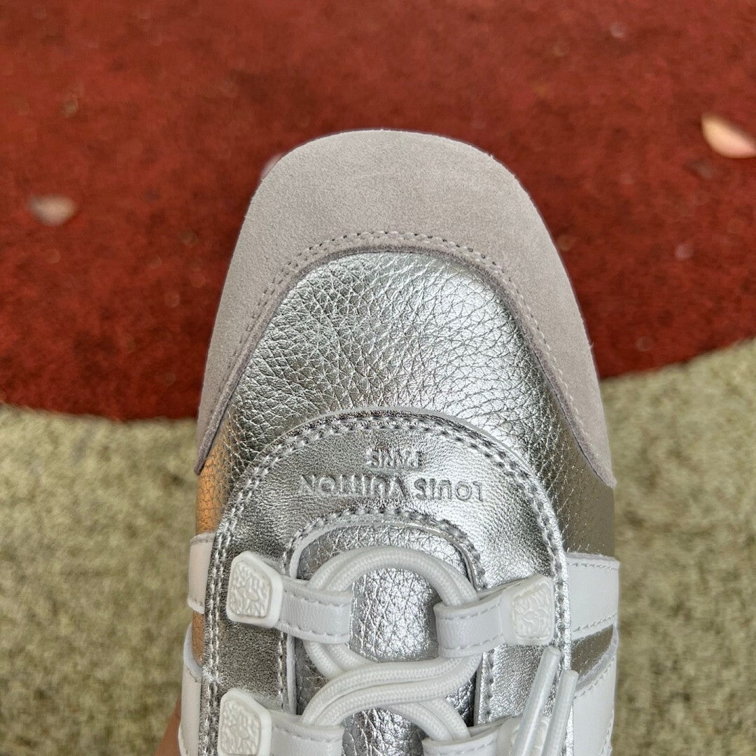Louis Vuitton Run Away Sneaker Silver Metallic White Beige
