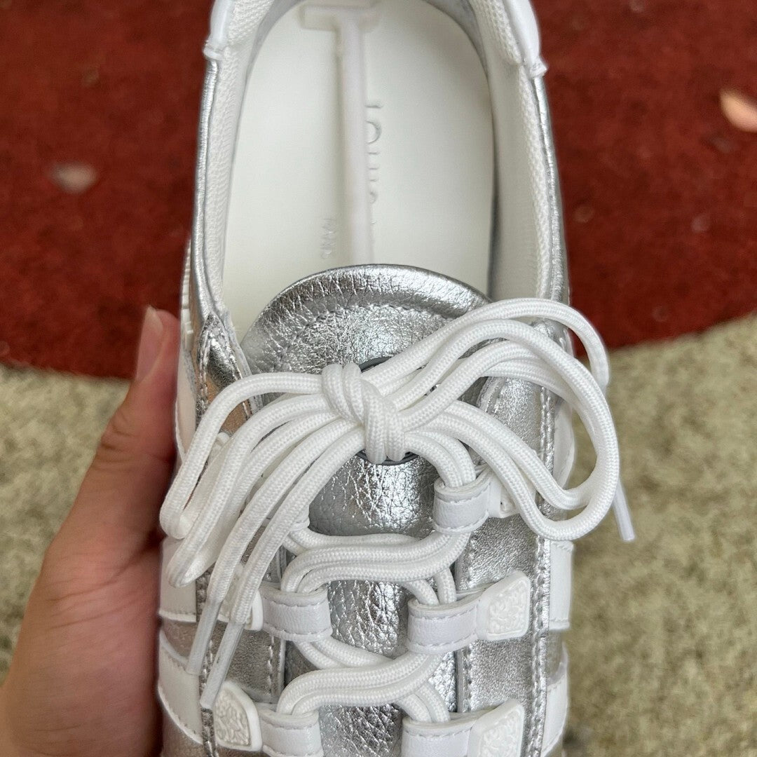 Louis Vuitton Run Away Sneaker Silver Metallic White Beige