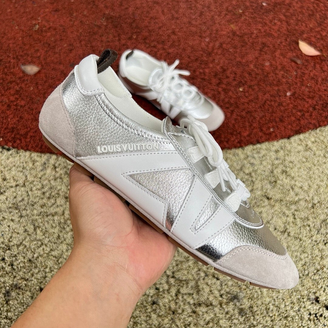 Louis Vuitton Run Away Sneaker Silver Metallic White Beige
