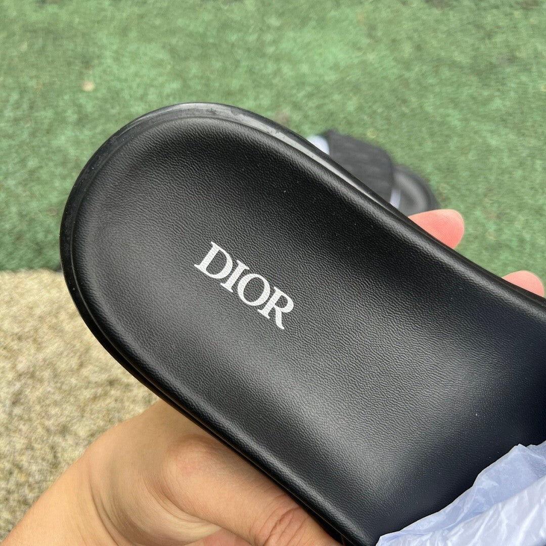 Dior Atlas Slide Sandal Black Dior Oblique Jacquard 3SA094ZGM_H961