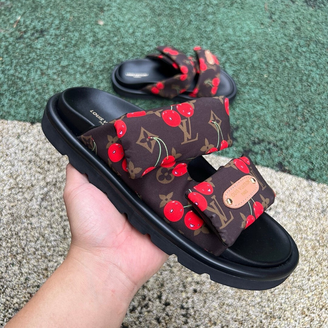 Louis Vuitton Monogram Cerises Padded Slide Sandal